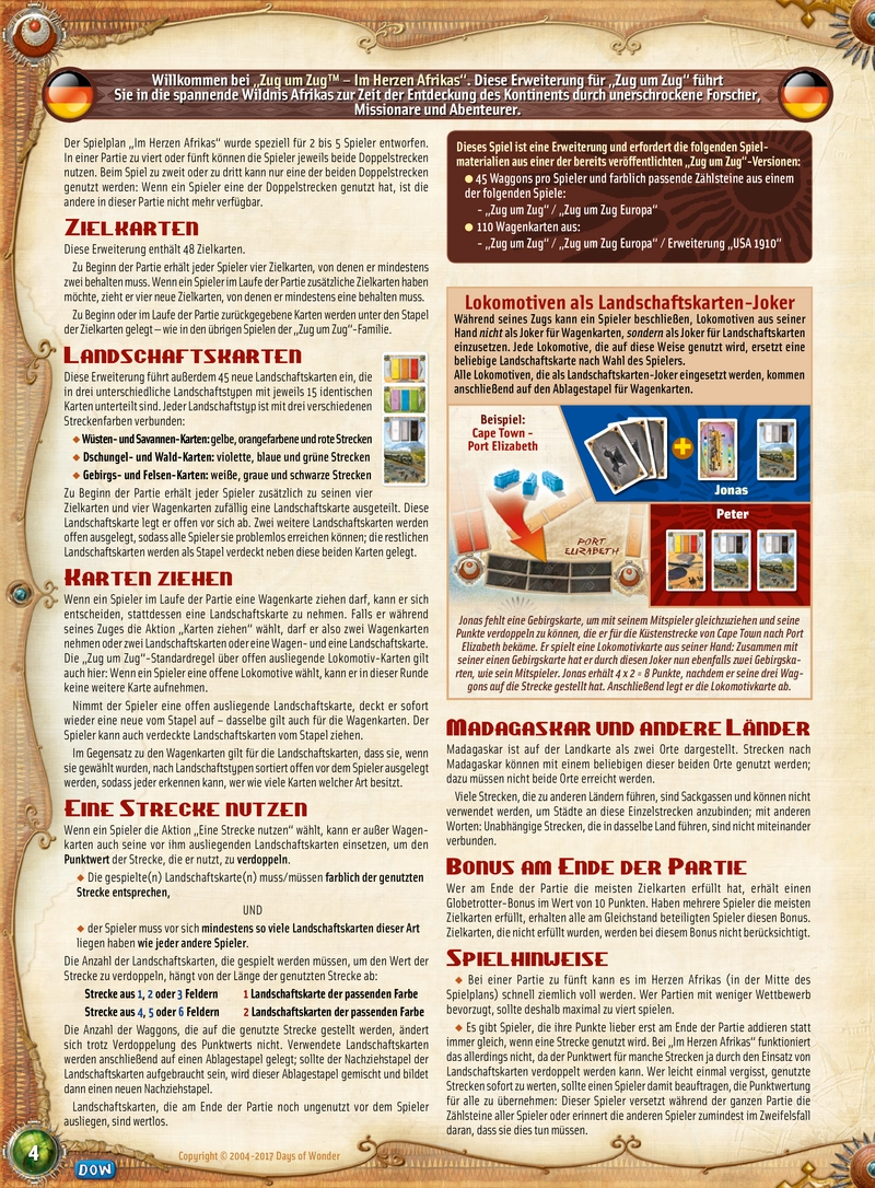Ticket to Ride: Im Herzen Afrikas - Spielanleitung und Regeln