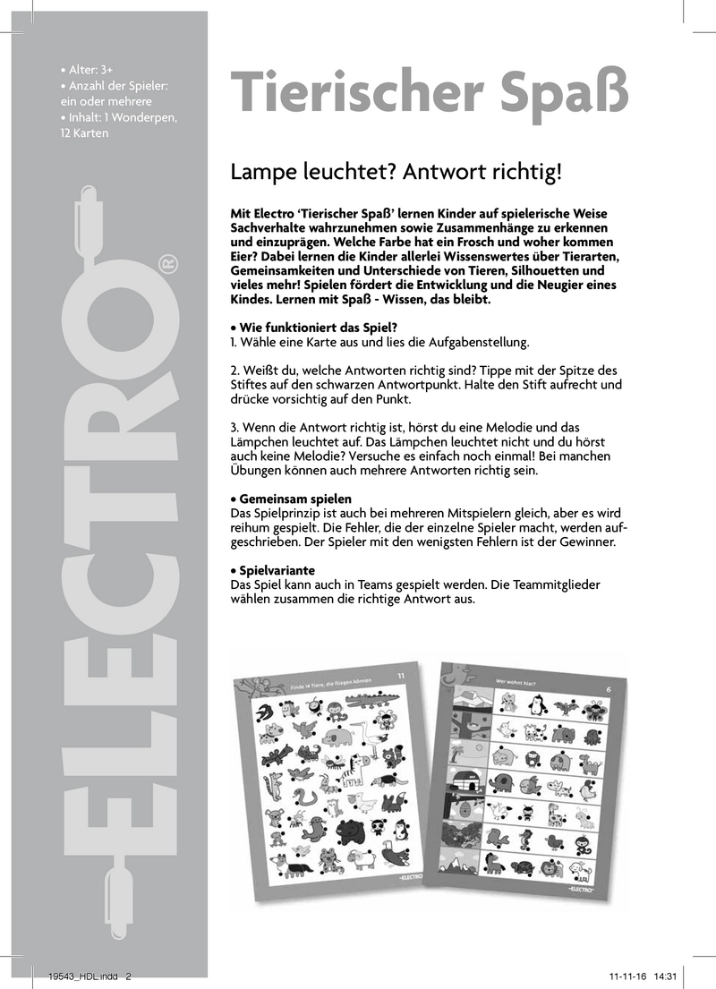 Tierischer Spaß - Lernspiel für Kinder mit tierischen Fragen und Antworten