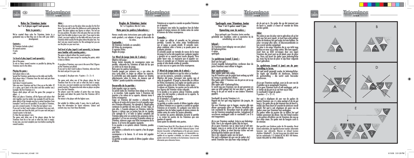 Triominos Junior Spielanleitung und Regeln für Kinder