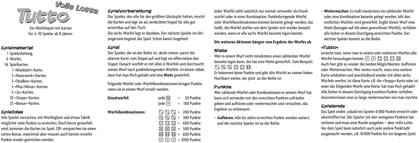 Tutto - Ein Würfel- und Kartenspiel für tolle Spielabende