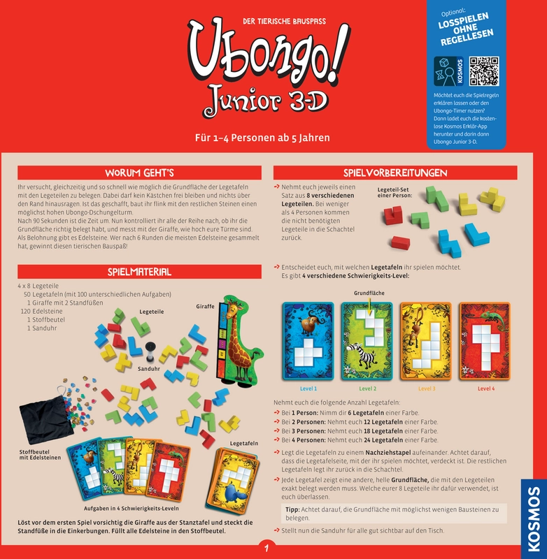 Ubongo Junior 3-D - Das tierische Bauspiel für Kinder