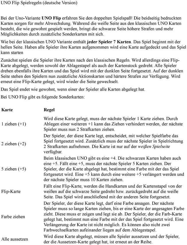 UNO Flip - Regeln und Spielanleitung für das Kartenspiel
