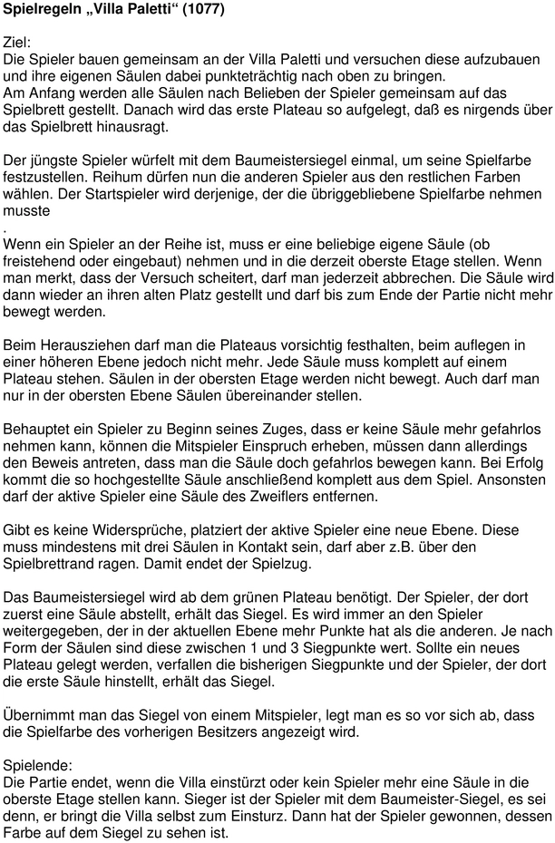 Villa Paletti - Strategisches Brettspiel mit Säulen