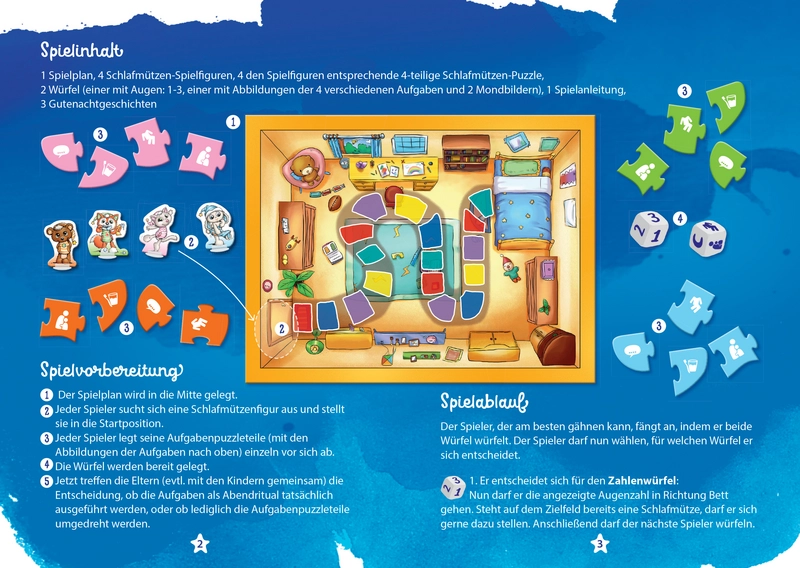 Wer ist zuerst im Bett? Schlafspiel für kleine Schlafmützen