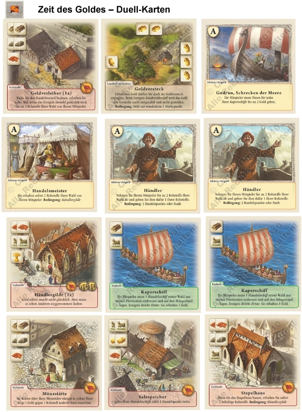 Zeit des Goldes - Duellkarten Spielanleitung