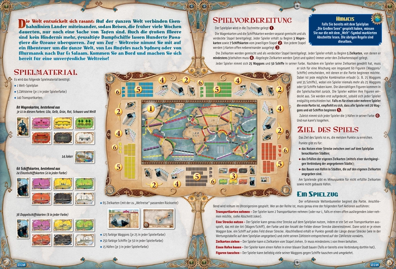 Zug um Zug: Weltreise - Spielanleitung und Regeln
